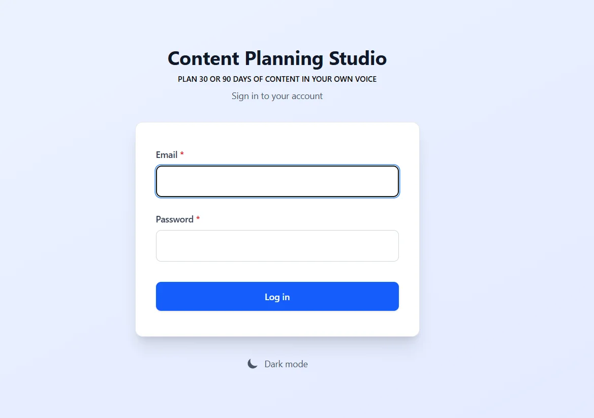 Content Planning Studio