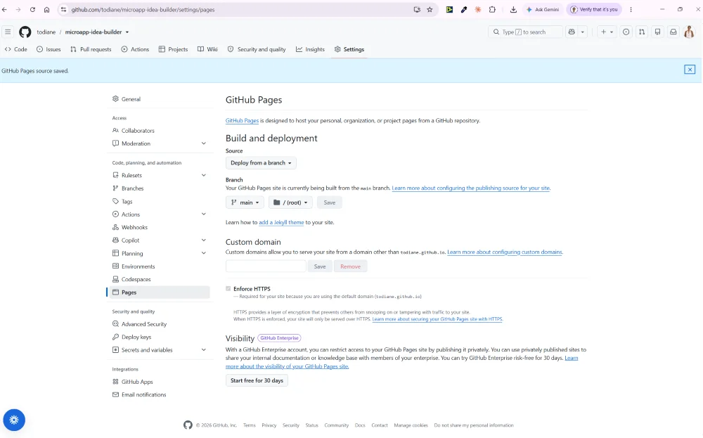 GitHub Pages create page