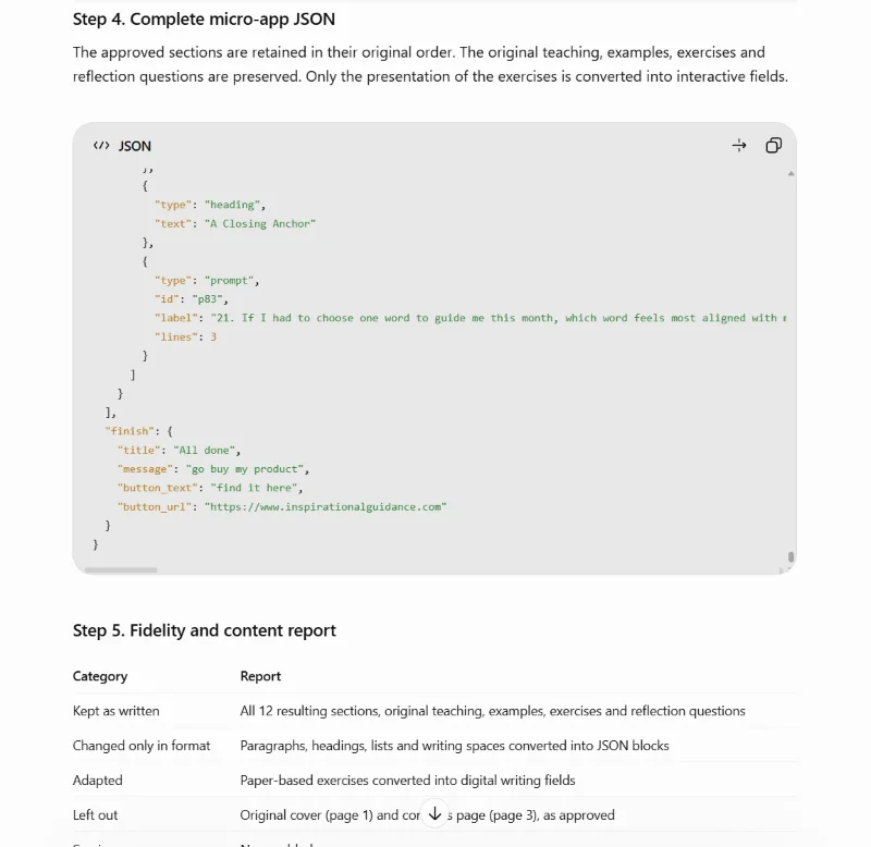 json file from chatgpt for micro-app tool